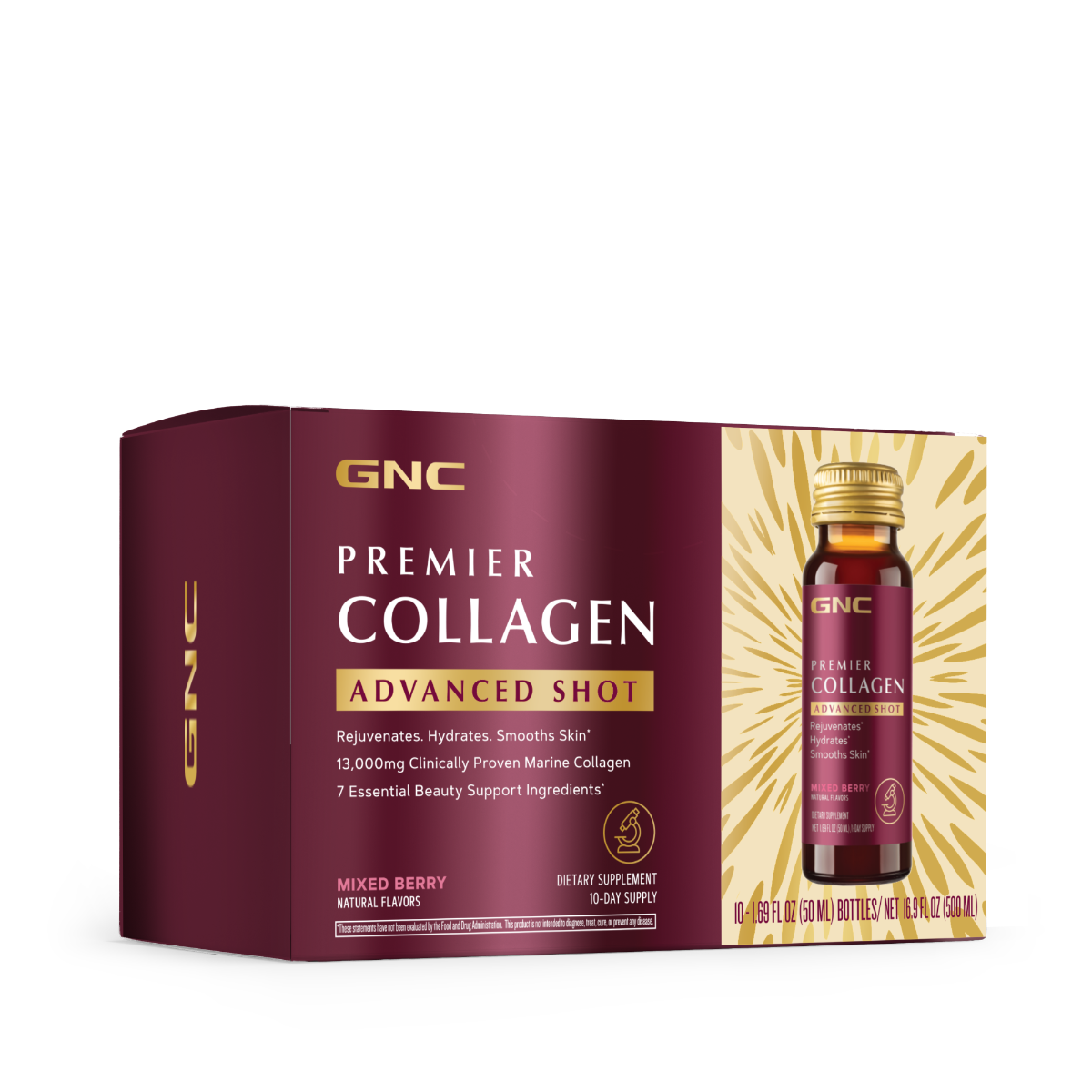 GNC Premier Collagen Advanced Shot, Premium Formula of Liquid