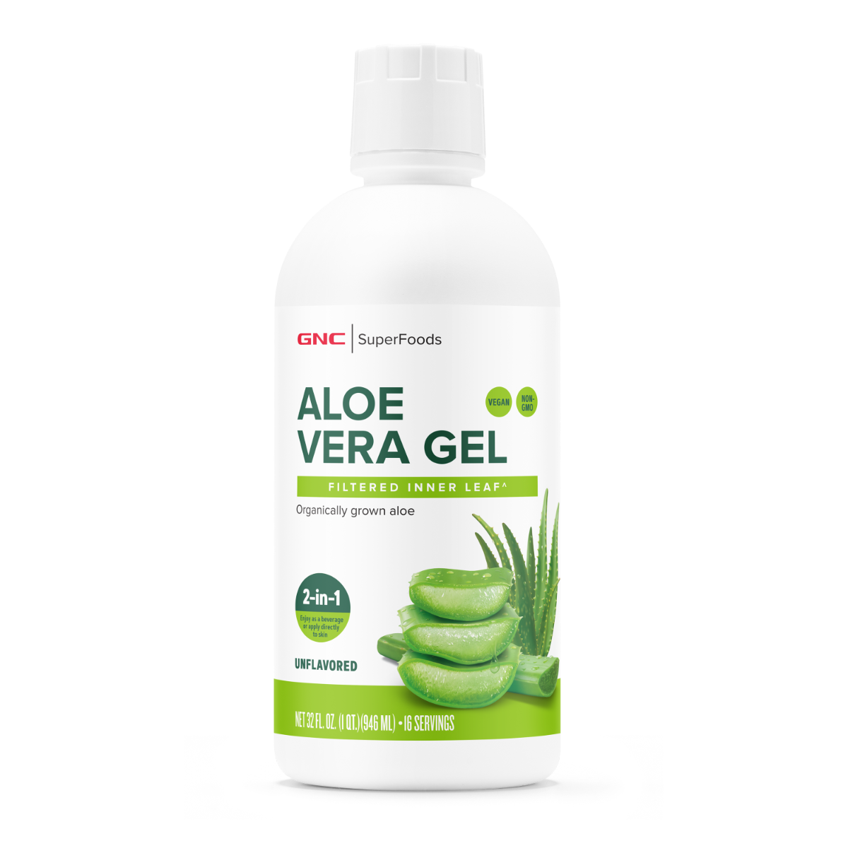 GNC SuperFoods Aloe Vera Gel Organic fara Aroma, pentru digestie,  detoxifiere si imunitate, 946 ml - GNC Romania - GNC Live Well RO