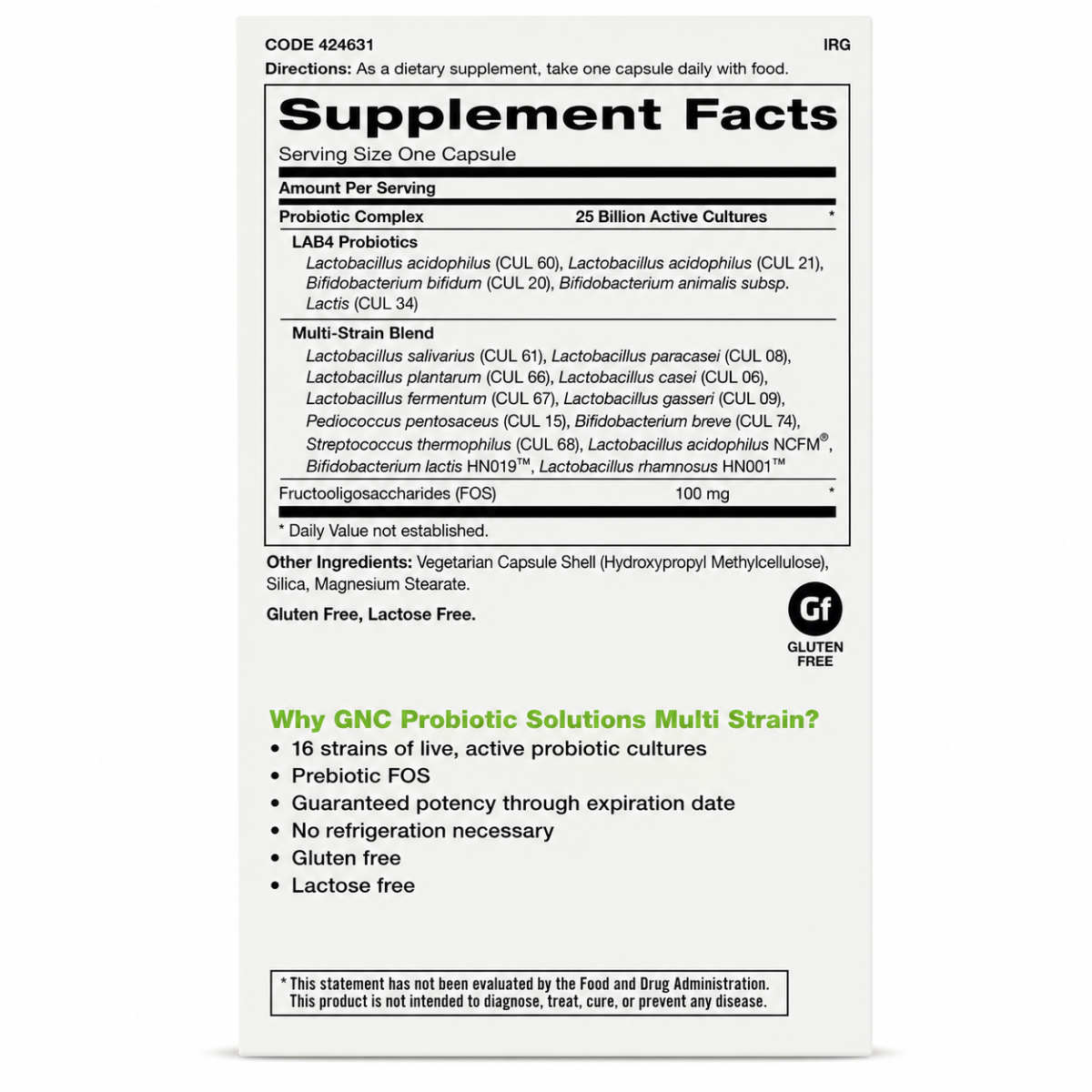 GNC Probiotic Solutions 25 Billion CFUs Active Cultures