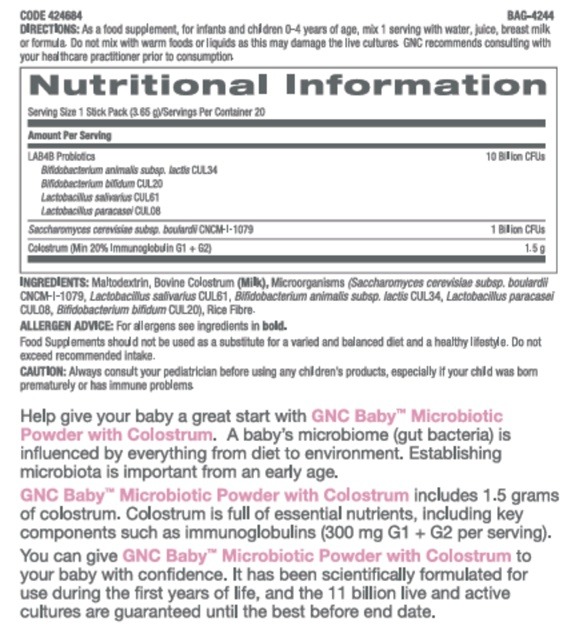 GNC Milestones® Baby™ Microbiotic Pudra LAB4B® Studiat Clinic cu