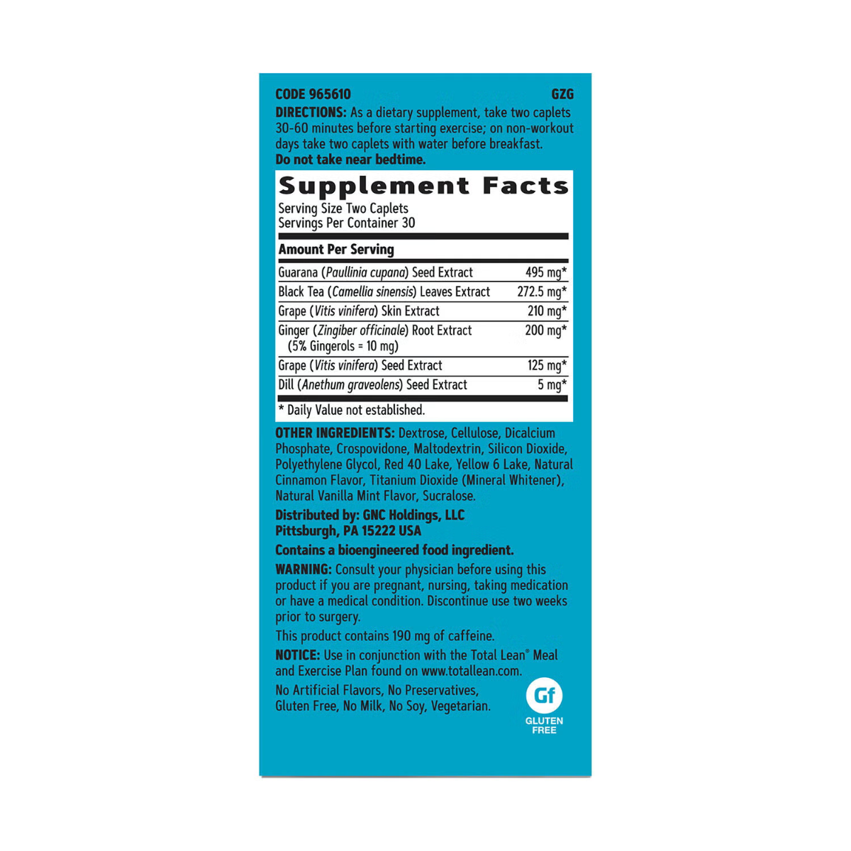 GNC Total Lean® Burn 60™, Formula Termogenica Pentru Stimularea