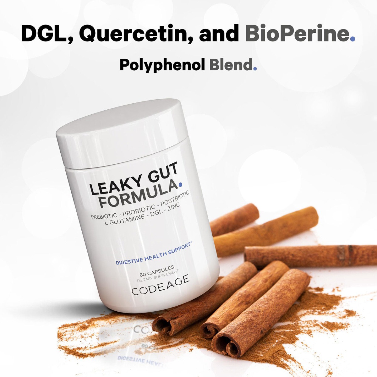 CodeAge Leaky Gut Supplement - L-Glutamine, Prebiotics, Probiotics