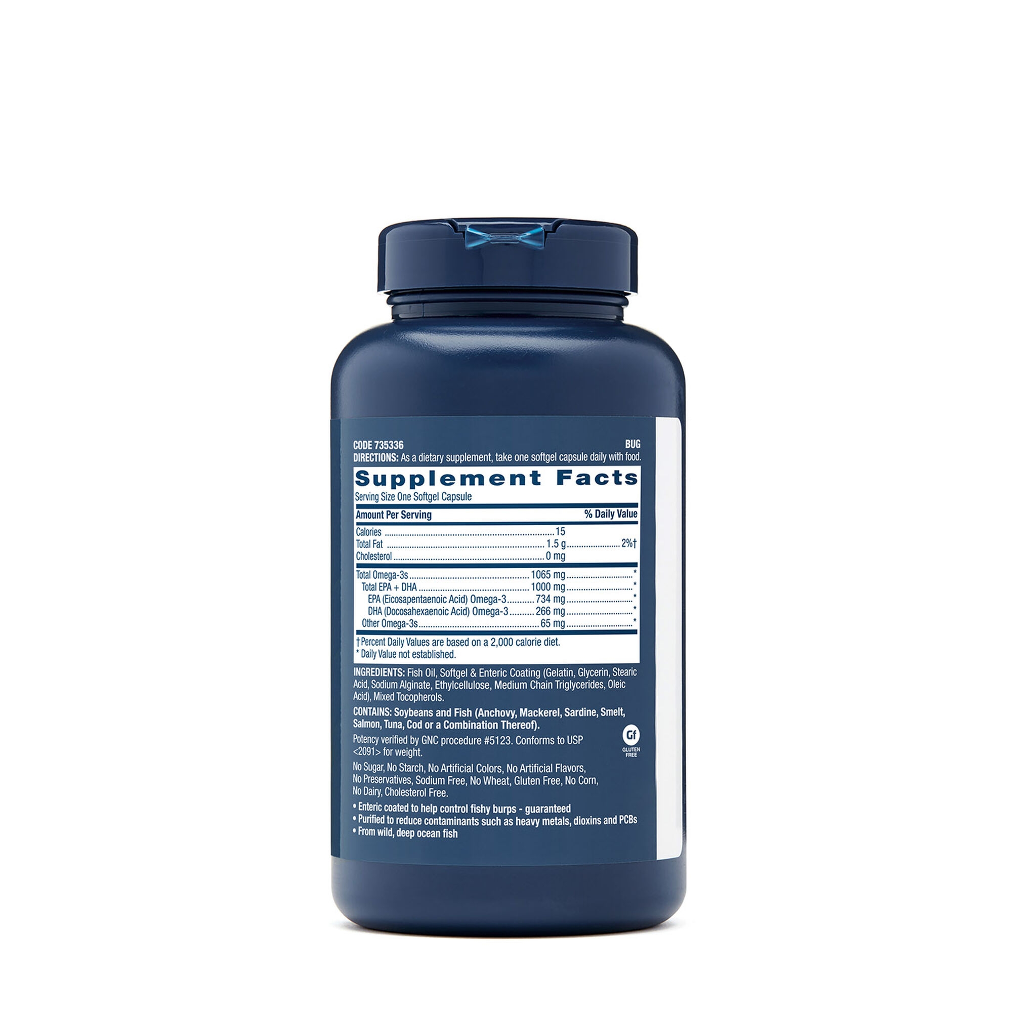 GNC Triple Strength Fish Oil, Ulei de Peste 1000 mg Omega 3 EPA si DHA ...