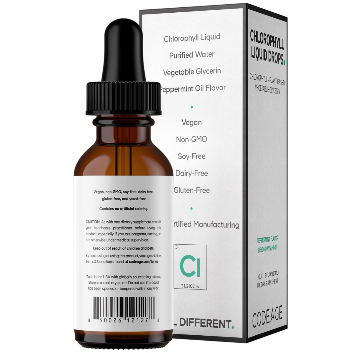 CodeAge Chlorophyll Liquid Drops, Clorofila Lichida cu Aroma de