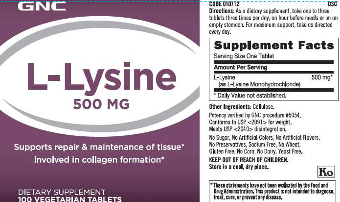 GNC L-Lysine 500 mg, L-Lizina, 100 tb - GNC Romania - GNC Live Well RO