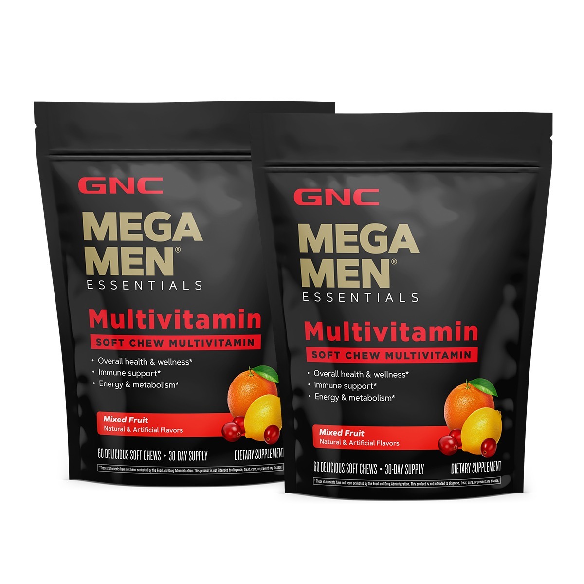 Twin Pack GNC Mega Men® Soft Chews, Complex de Multivitamine